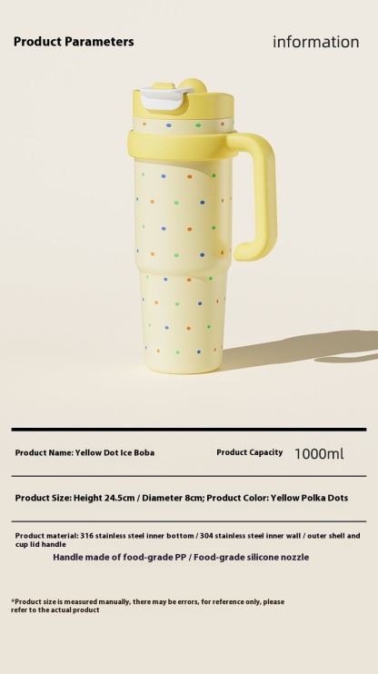 Four Seasons Available Large Capacity Straw Thermos Cup Unisex