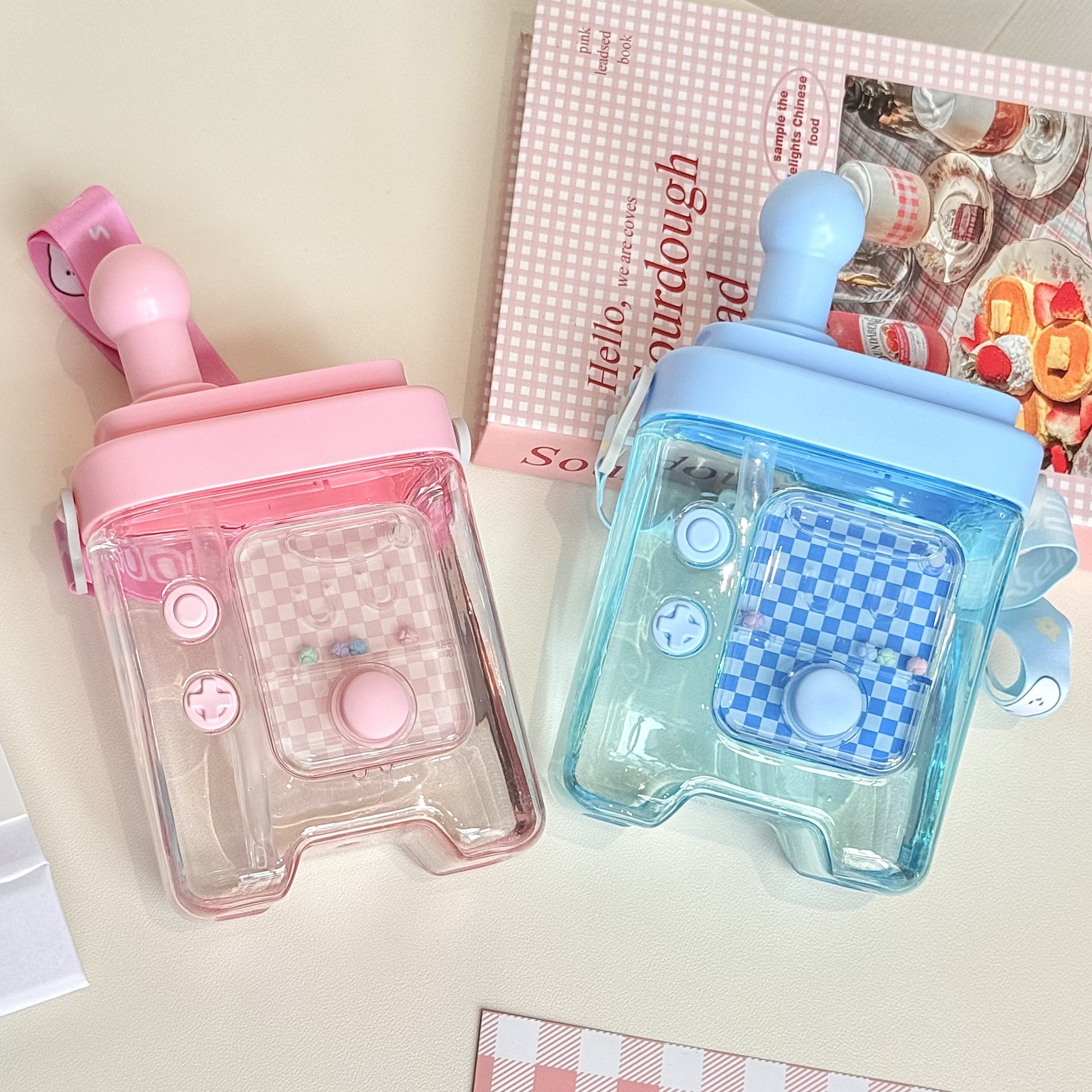 Fun Creative Game Console Straw Water Cup Slanted Cross Cup