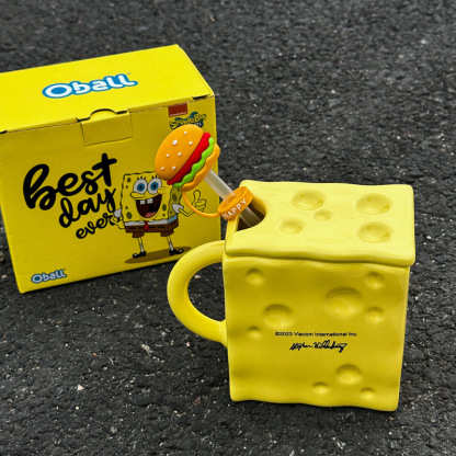 Cartoon Anime Character Ceramic Cup Kawaii Cheese Crab Shape Ceramic Cup Birthday Gift Quilt Coffee Cup with Spoon and Gift Box