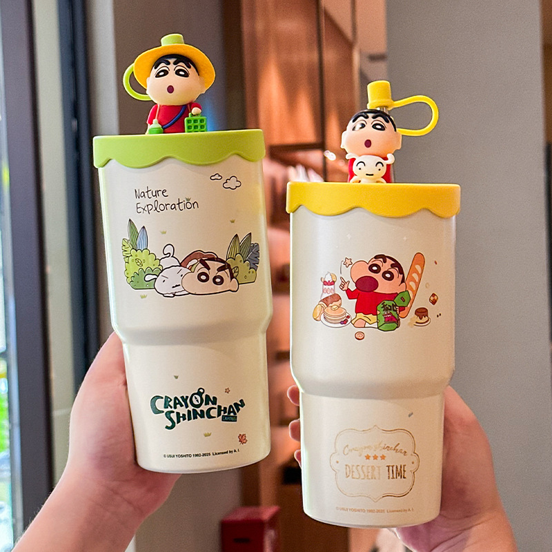 580ML Kawaii Crayon Shin-chan Cartoon Thermos Cup Women's Ice Cups Couple Water Cup Household Cups Birthday Gift