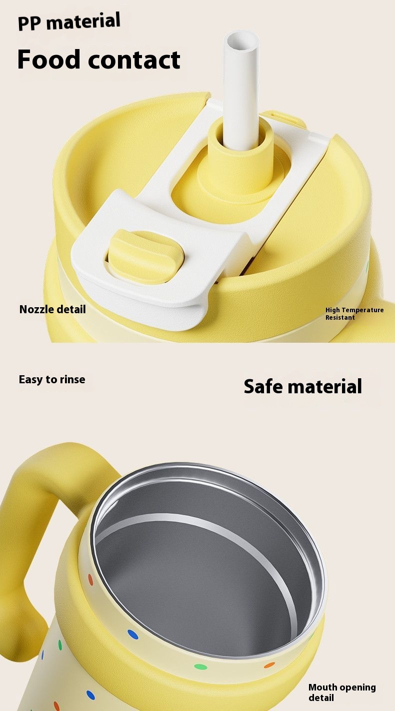 Four Seasons Available Large Capacity Straw Thermos Cup Unisex