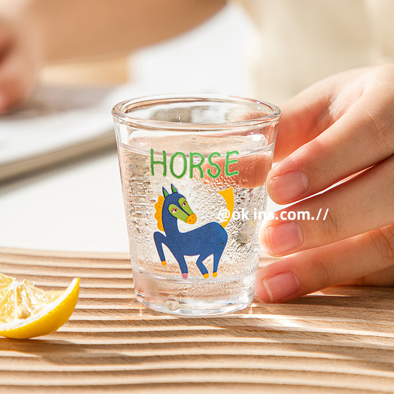 50ML Cartoon Glass Sake Cups 12 Zodiac Pattern Household Small Wine Cups Creative Wine Cup One-sip Cups Mini Sake Cups Gifts