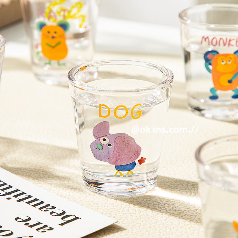 50ML Cartoon Glass Sake Cups 12 Zodiac Pattern Household Small Wine Cups Creative Wine Cup One-sip Cups Mini Sake Cups Gifts