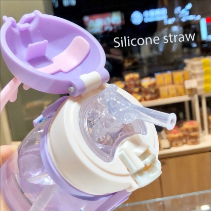 Children's Straw Cup Learning Cup for Drinking for Girl Boy Leak-proof Antler Water Bottle for Anti-fall Portable Water Cup
