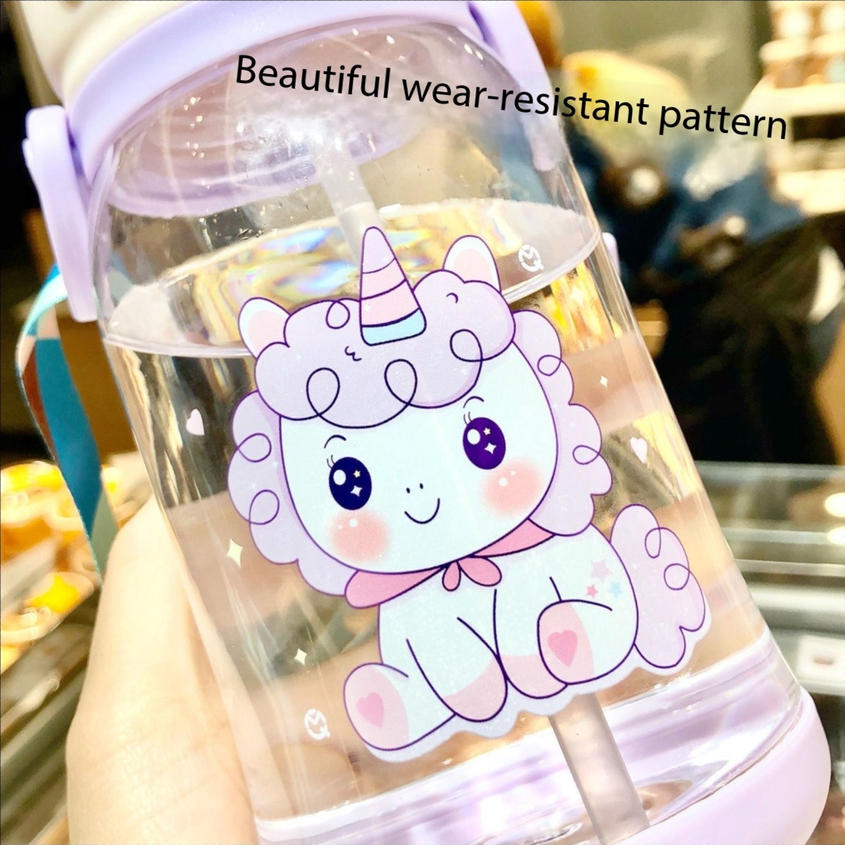 Children's Straw Cup Learning Cup for Drinking for Girl Boy Leak-proof Antler Water Bottle for Anti-fall Portable Water Cup