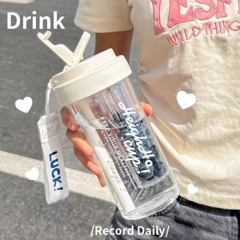 Summer Portable Straw Plastic Cup Student Water Cup Large Capacity Cup