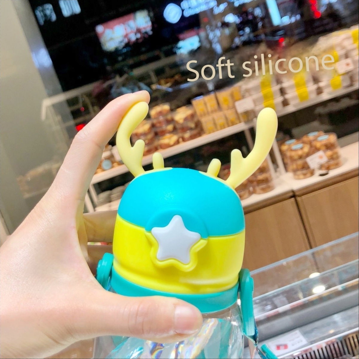 Children's Straw Cup Learning Cup for Drinking for Girl Boy Leak-proof Antler Water Bottle for Anti-fall Portable Water Cup