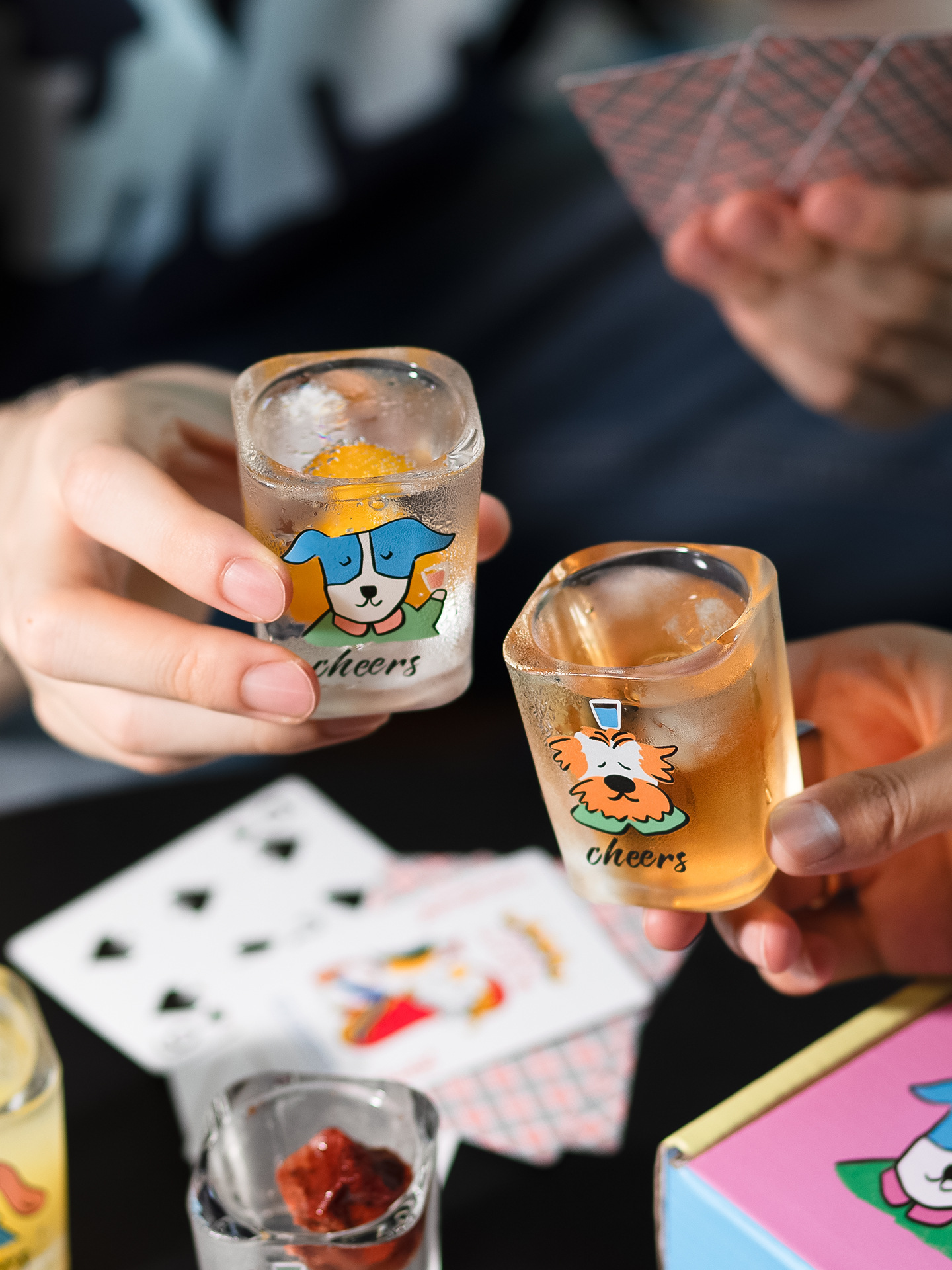 4 pcs/ set of Soju Mug Zoo Animal Dog Pattern White Wine Mug Family Party BFG Lovely Glass Cup