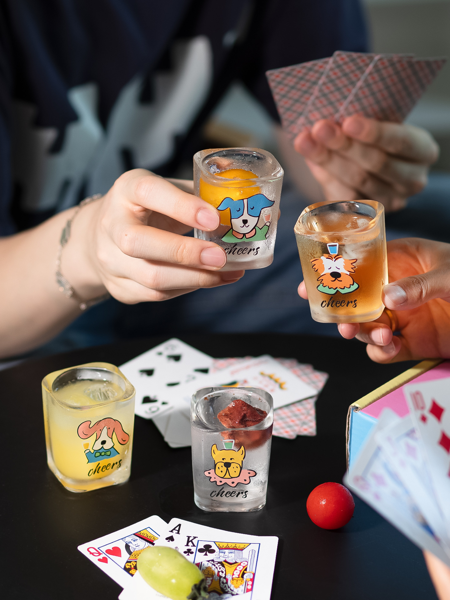 4 pcs/ set of Soju Mug Zoo Animal Dog Pattern White Wine Mug Family Party BFG Lovely Glass Cup