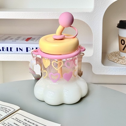 Cute Creative Large-capacity Cat-paw Plastic Water Cup and Straw Cup