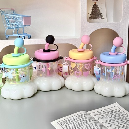 Cute Creative Large-capacity Cat-paw Plastic Water Cup and Straw Cup