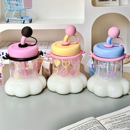 Cute Creative Large-capacity Cat-paw Plastic Water Cup and Straw Cup