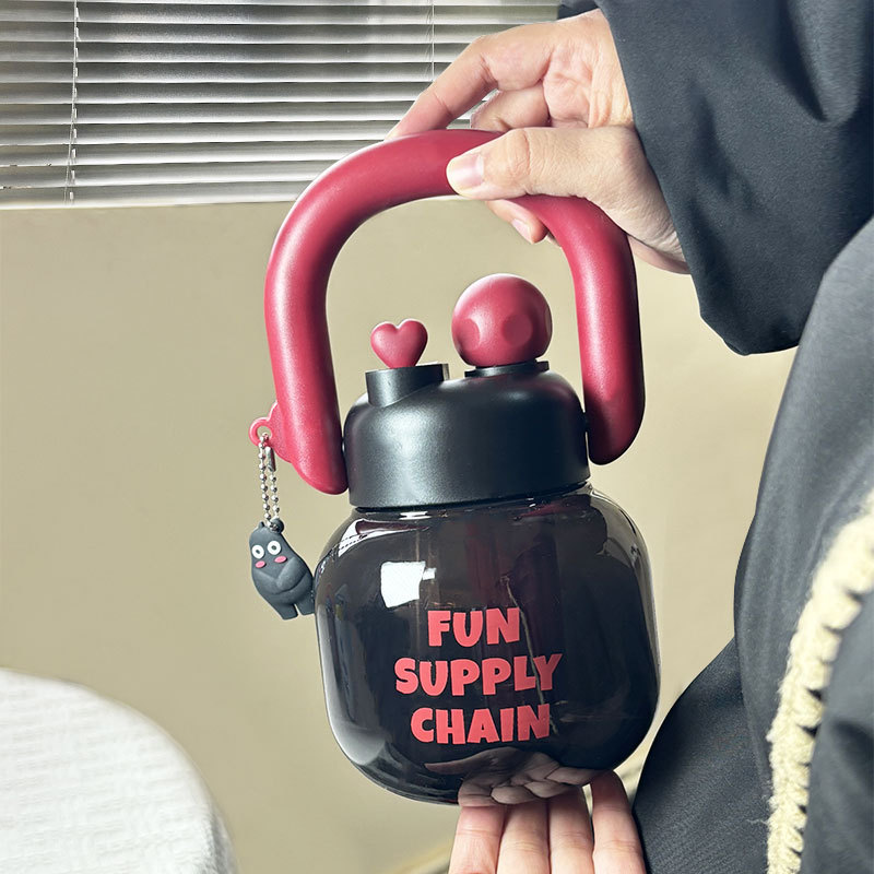 U-shaped Handle Hand-held Double Drinks Large Capacity Tea Water Separation Large Belly Tons Tons Cup Straw Water Cup