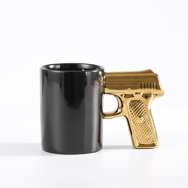 350ml Creative Mug Desert Eagle Cup Handle Coffee Mug 3D Thin Shell Embossed Handle Pistol Mugs Coffee Cups Novelty Funny Gifts