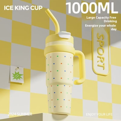 Four Seasons Available Large Capacity Straw Thermos Cup Unisex