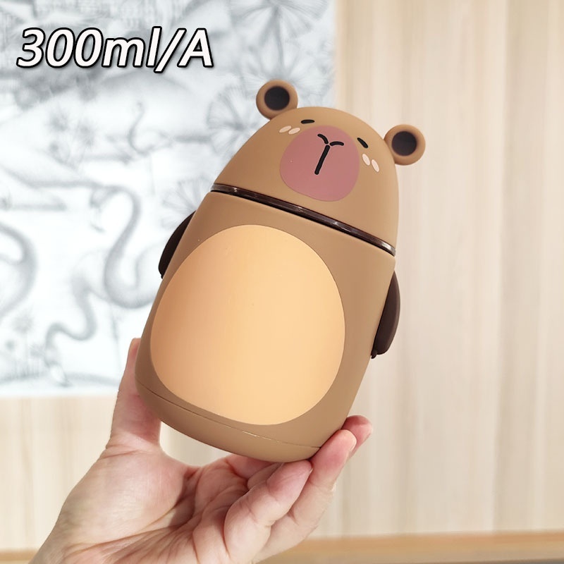 Cute Capybara Water Bottle Double-Layer Insulated Glass Cup