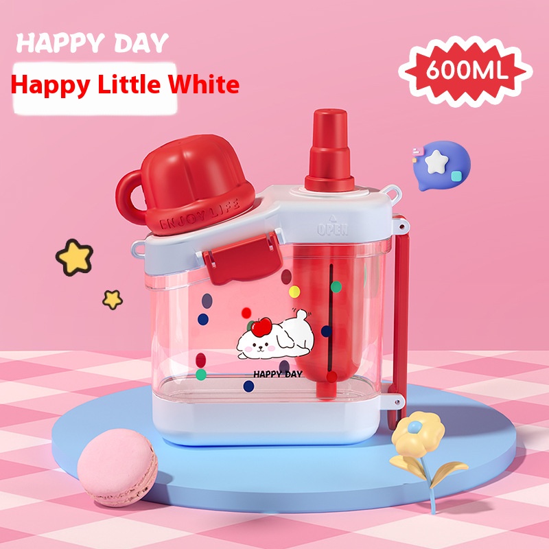 Summer Macaron Colored Large Capacity Double Drinking Straw Cup