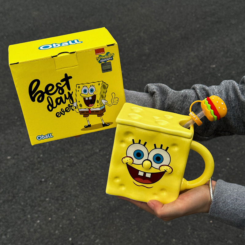 Cartoon Anime Character Ceramic Cup Kawaii Cheese Crab Shape Ceramic Cup Birthday Gift Quilt Coffee Cup with Spoon and Gift Box