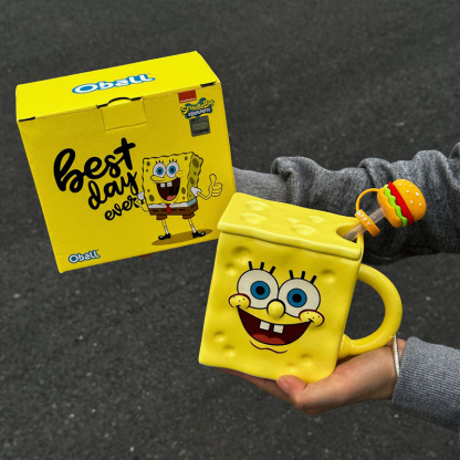 Cartoon Anime Character Ceramic Cup Kawaii Cheese Crab Shape Ceramic Cup Birthday Gift Quilt Coffee Cup with Spoon and Gift Box