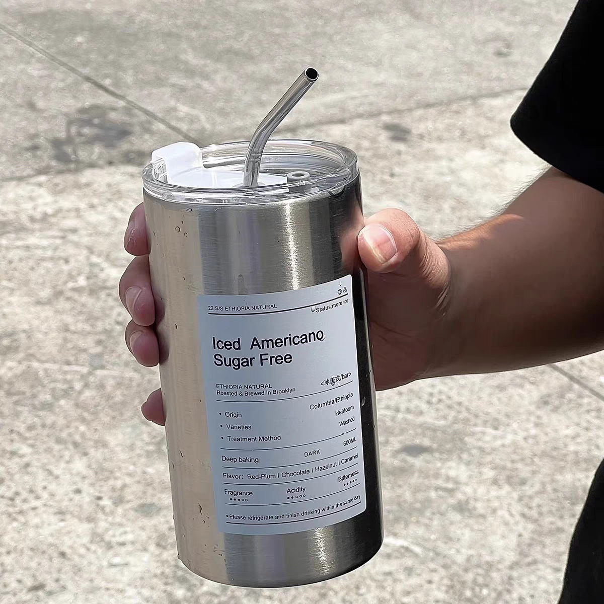 Fashion Stainless Steel Coffee Cup Simple Portable Straw Cup Insulated Cup