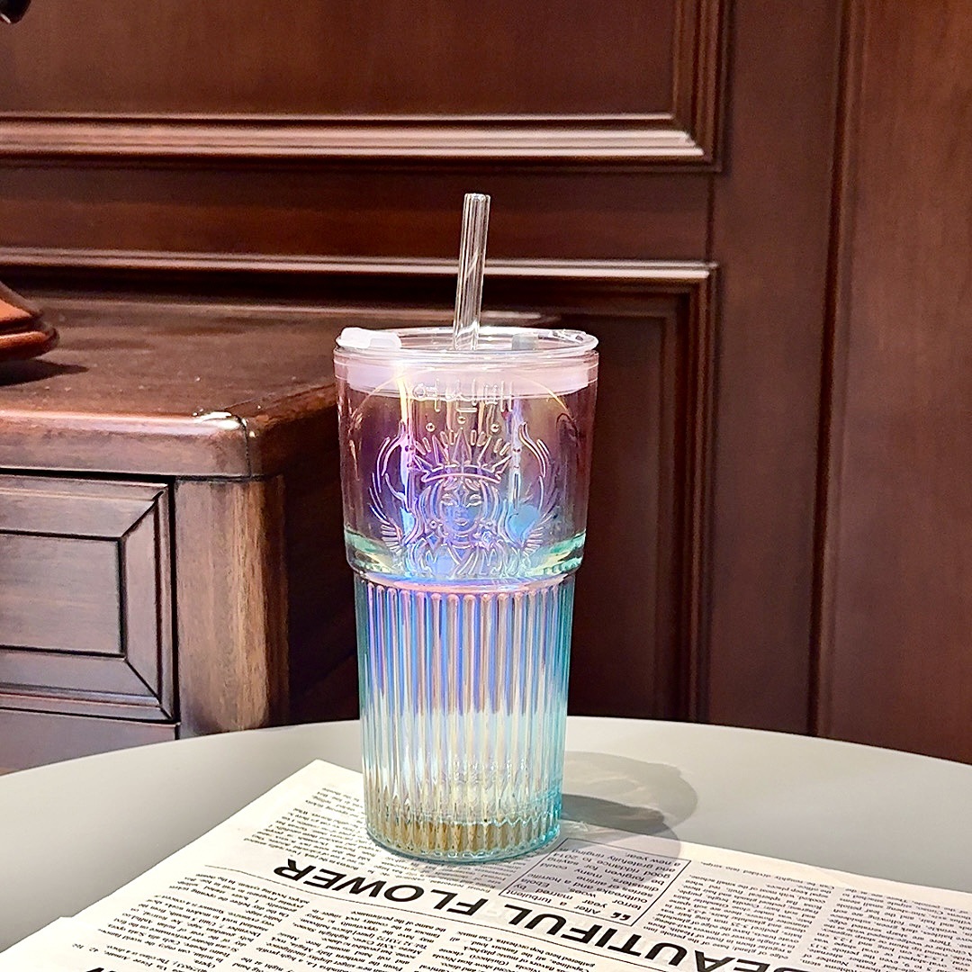 Creative Gradient Thickened Glass Cup Desktop Home Straw Cup