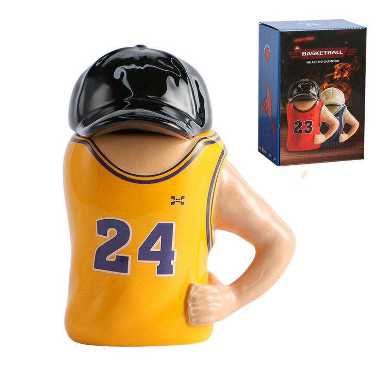 450ML Cartoon Ceramic Cup Basketball Player Baseball Cap Jersey Molding Cup Creative Boy's Gift Coffee Mug Human Coffee Cup