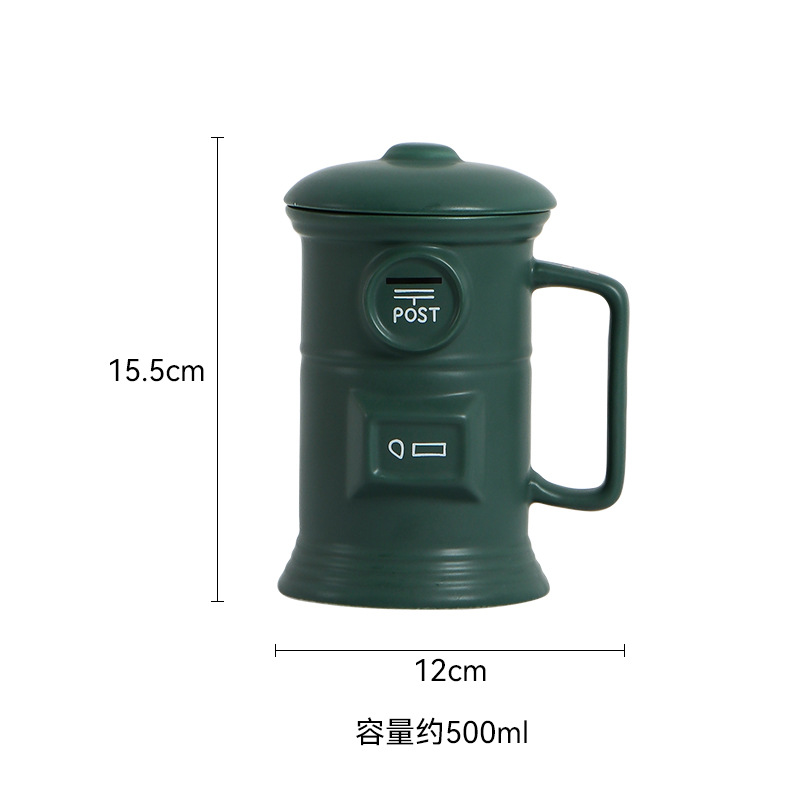 500ml Creative Retro Mailbox Water Cup Mailbox Ceramic Cup