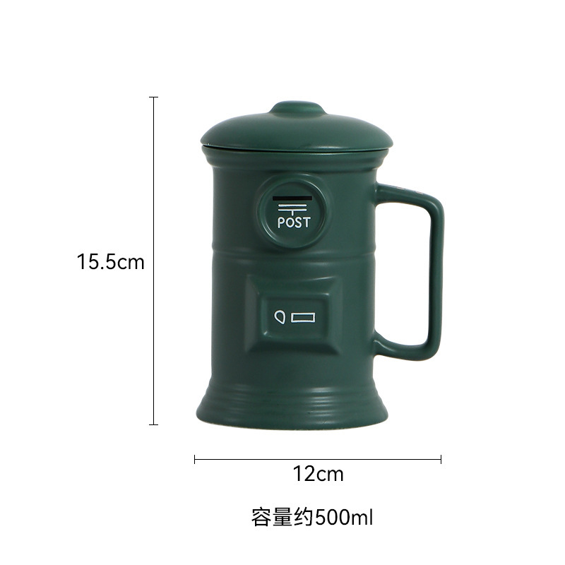 500ml Creative Retro Mailbox Water Cup Mailbox Ceramic Cup