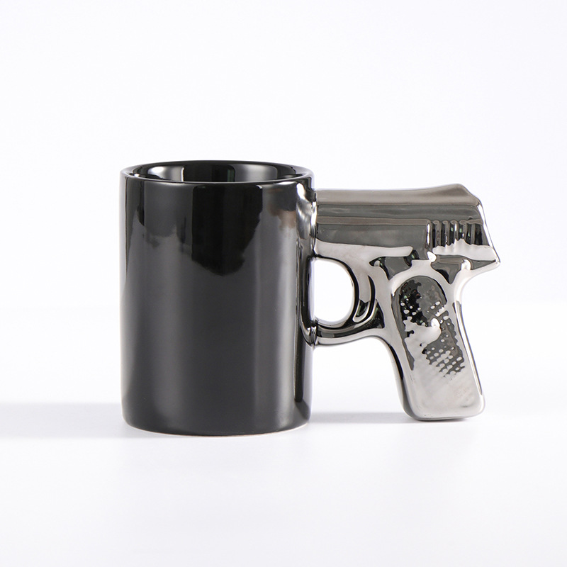 350ml Creative Mug Desert Eagle Cup Handle Coffee Mug 3D Thin Shell Embossed Handle Pistol Mugs Coffee Cups Novelty Funny Gifts