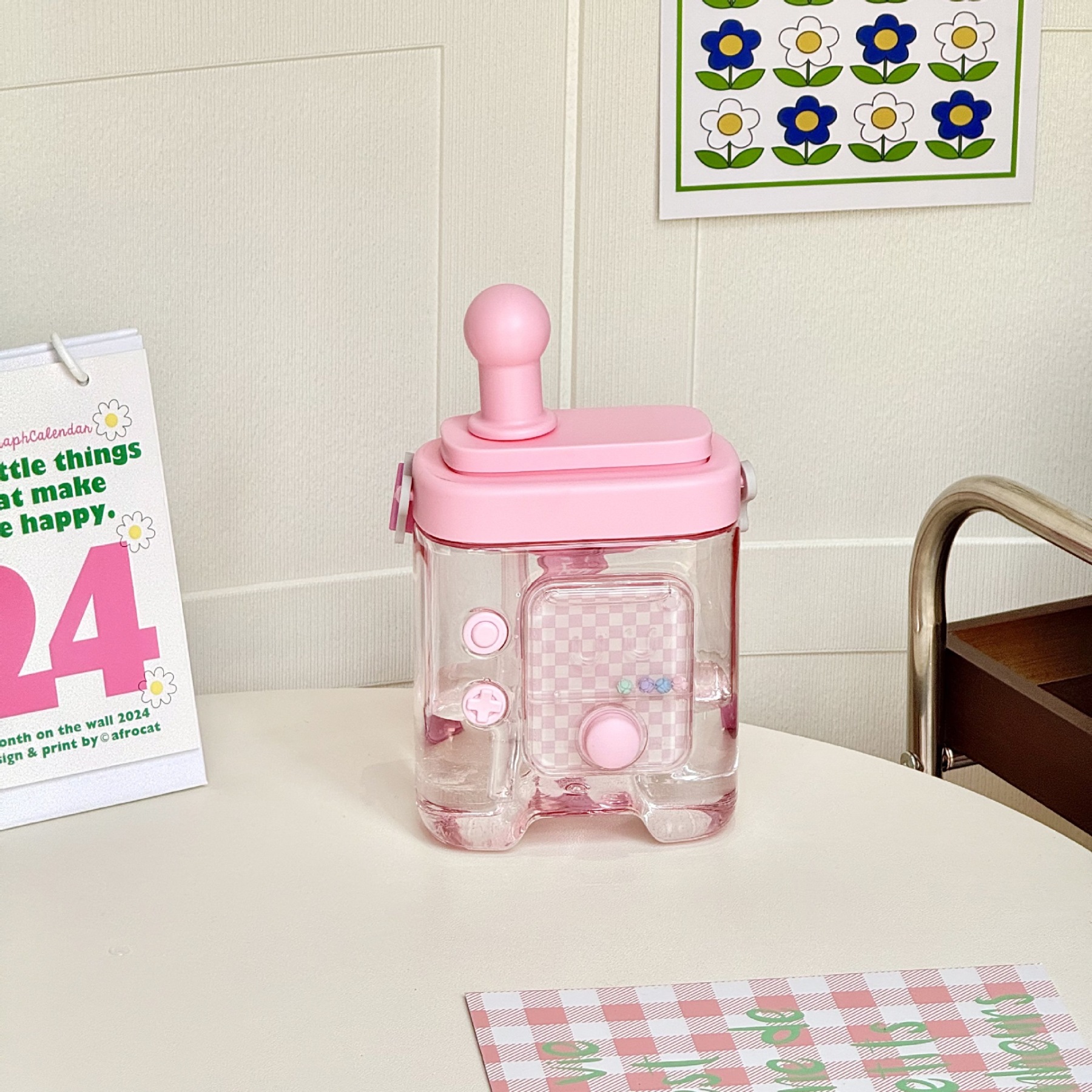 Fun Creative Game Console Straw Water Cup Slanted Cross Cup