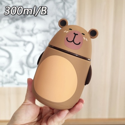 Cute Capybara Water Bottle Double-Layer Insulated Glass Cup