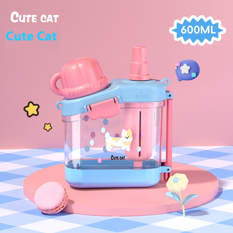 Summer Macaron Colored Large Capacity Double Drinking Straw Cup