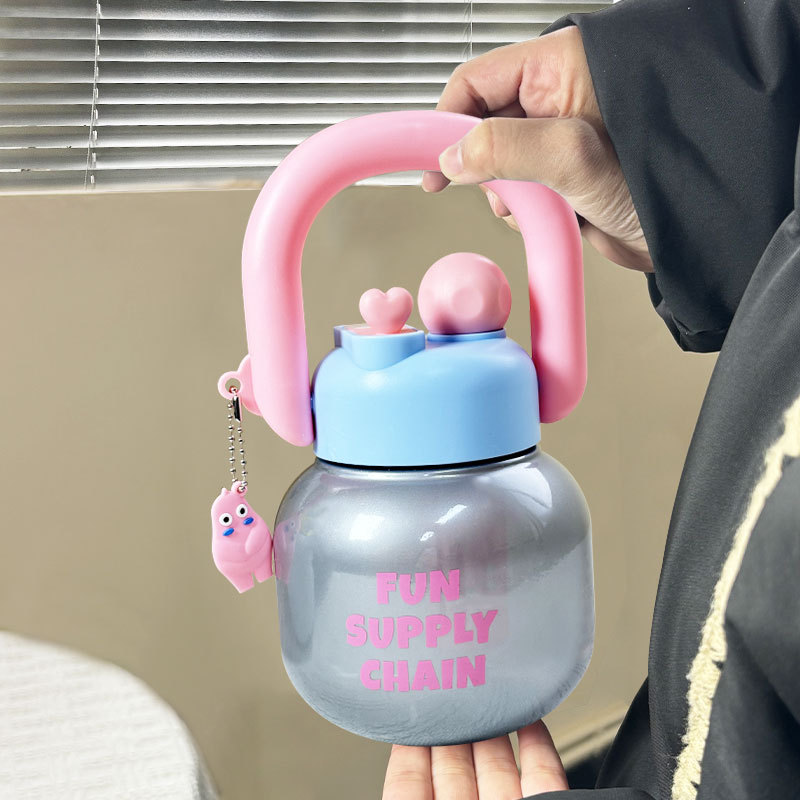 U-shaped Handle Hand-held Double Drinks Large Capacity Tea Water Separation Large Belly Tons Tons Cup Straw Water Cup