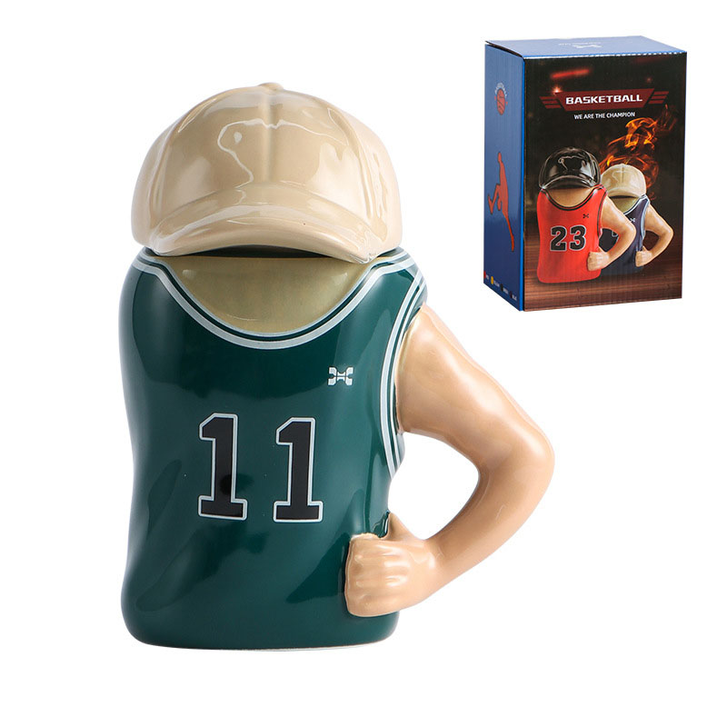 450ML Cartoon Ceramic Cup Basketball Player Baseball Cap Jersey Molding Cup Creative Boy's Gift Coffee Mug Human Coffee Cup