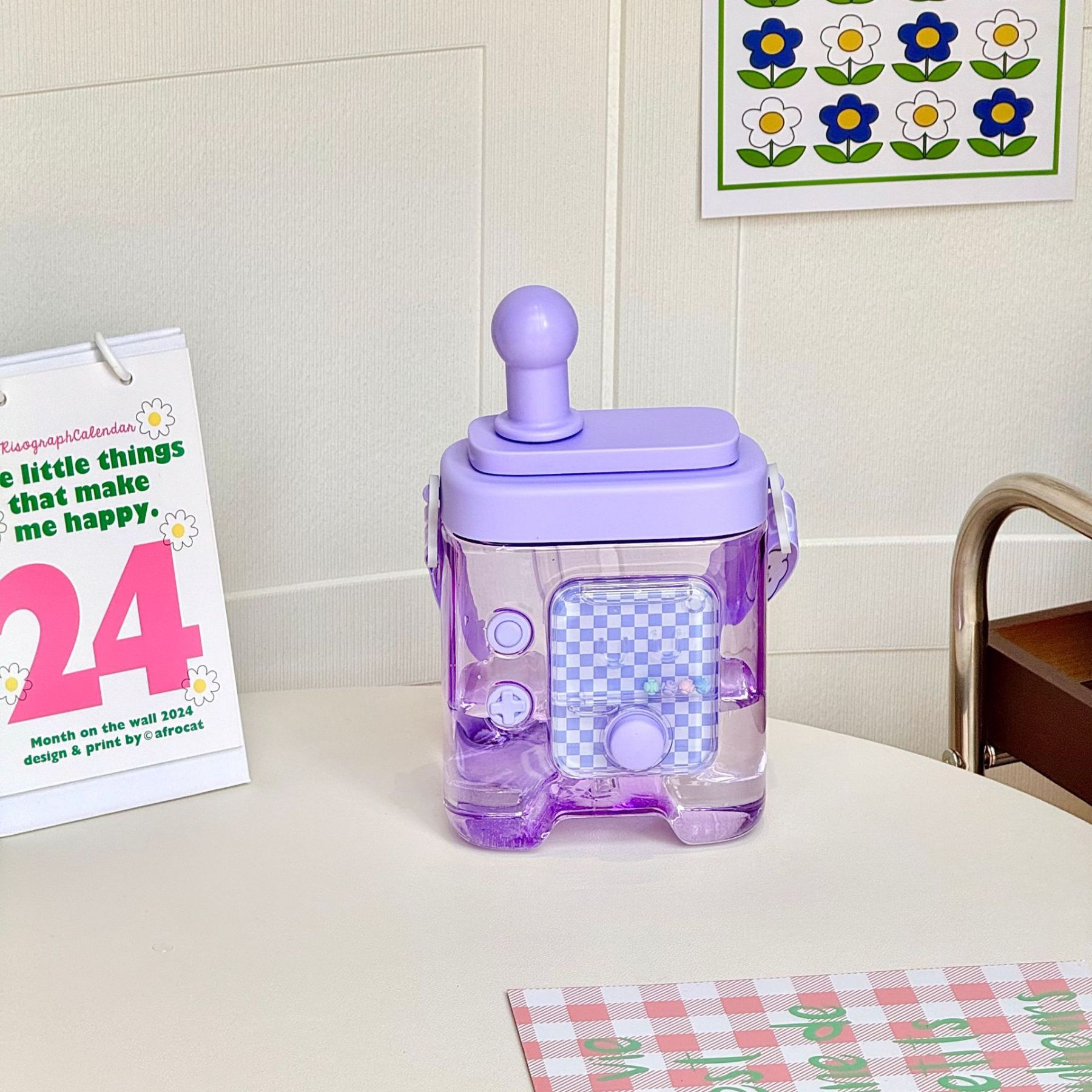 Fun Creative Game Console Straw Water Cup Slanted Cross Cup