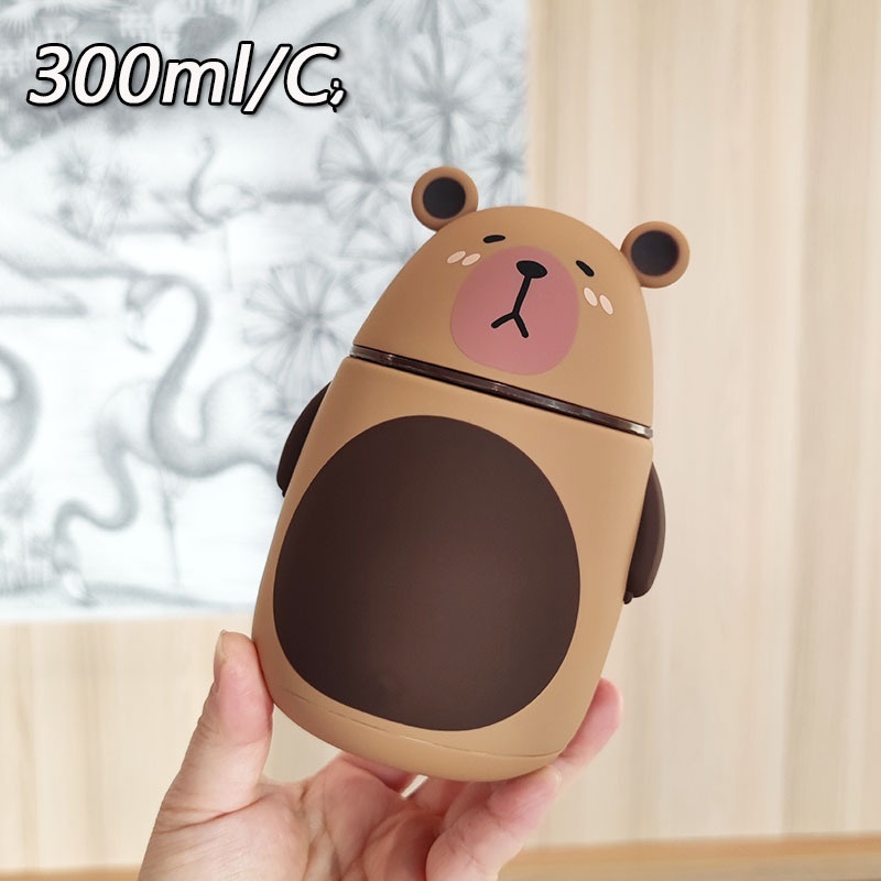 Cute Capybara Water Bottle Double-Layer Insulated Glass Cup