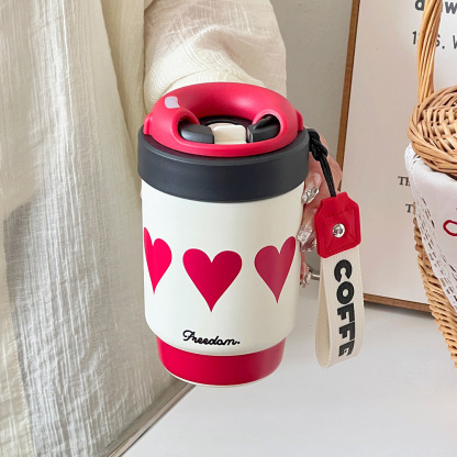 Creative Twist-off Lid Double-drinking Coffee Cup Portable Insulated Cup