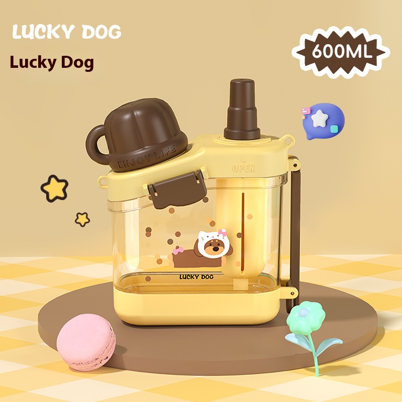 Summer Macaron Colored Large Capacity Double Drinking Straw Cup