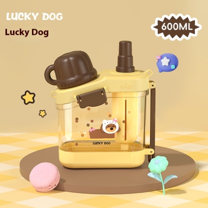 Summer Macaron Colored Large Capacity Double Drinking Straw Cup