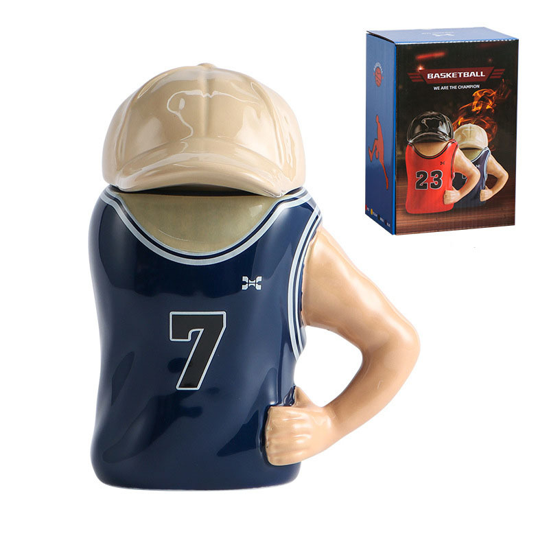 450ML Cartoon Ceramic Cup Basketball Player Baseball Cap Jersey Molding Cup Creative Boy's Gift Coffee Mug Human Coffee Cup