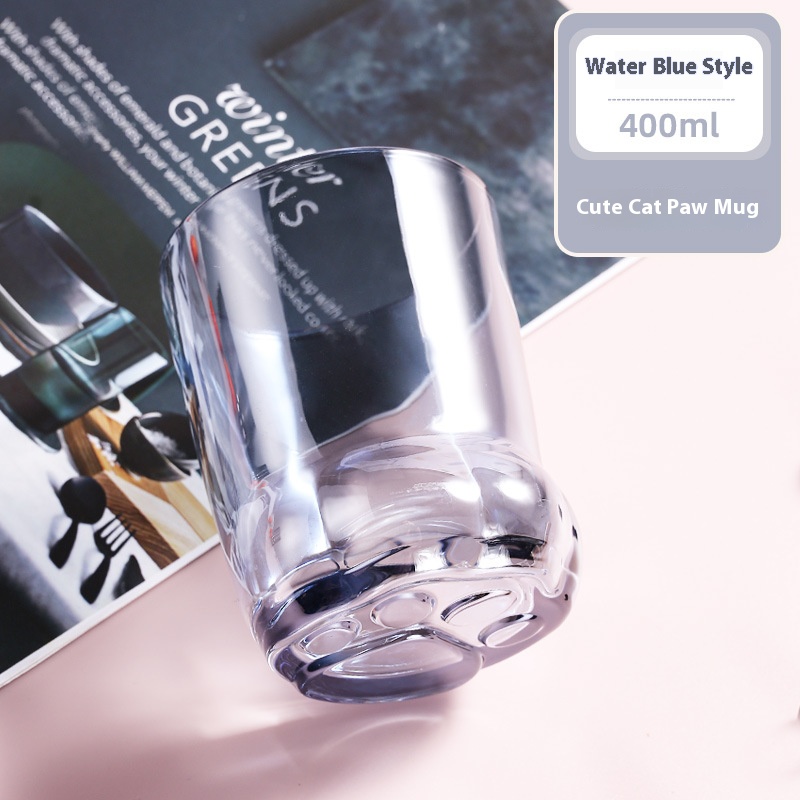 400ML Lovely Ins Couple Cat Paw Design Water Cups Home Tea Sets Cat Glass Cups with Spoons