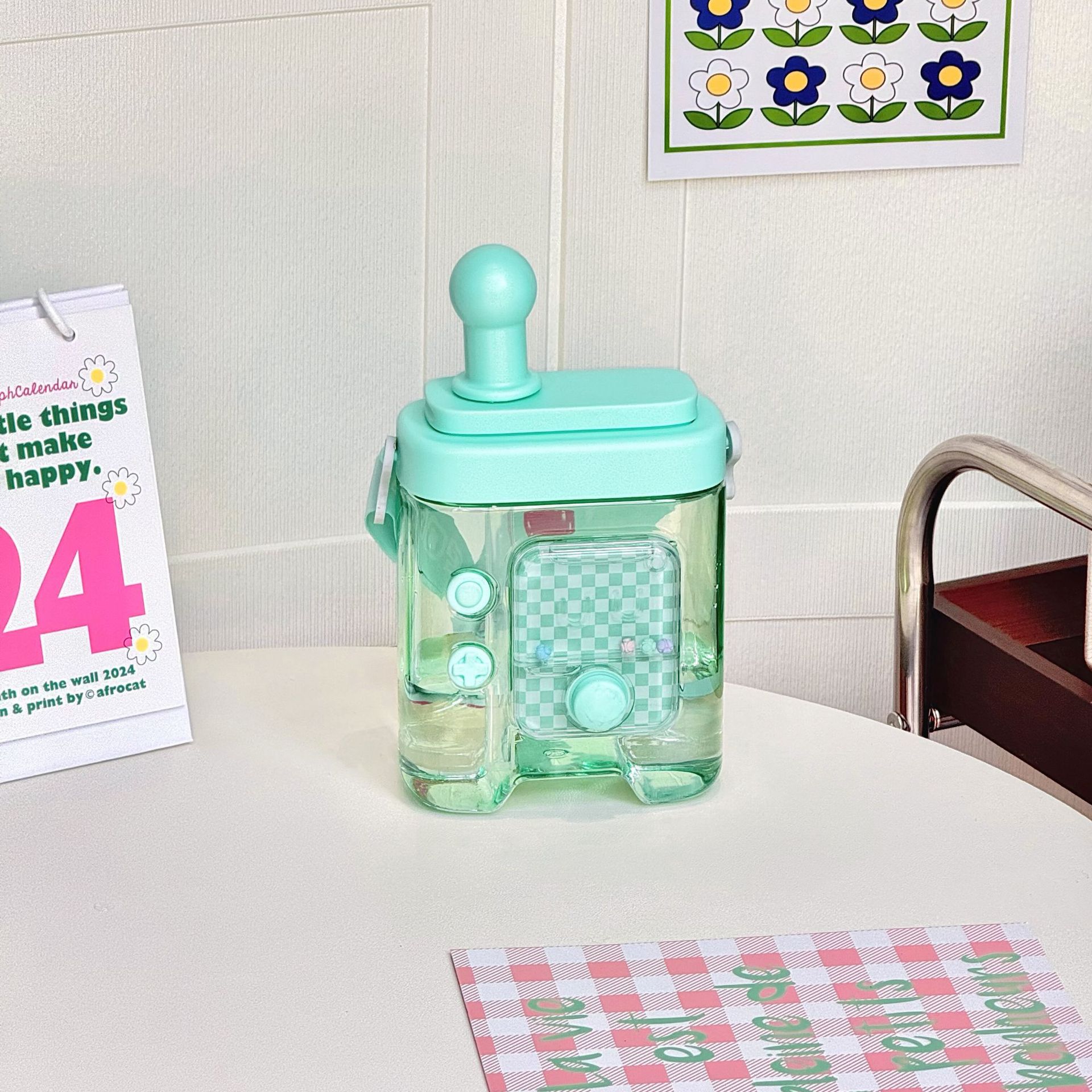 Fun Creative Game Console Straw Water Cup Slanted Cross Cup