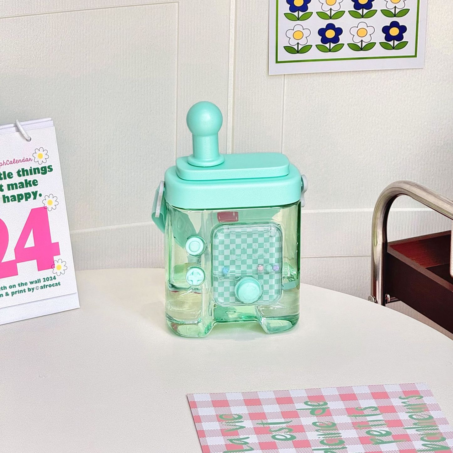 Fun Creative Game Console Straw Water Cup Slanted Cross Cup