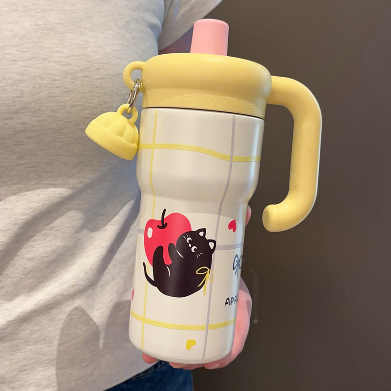 Large Capacity Sports Straw Cup Stainless Steel Insulated Chilled Cup