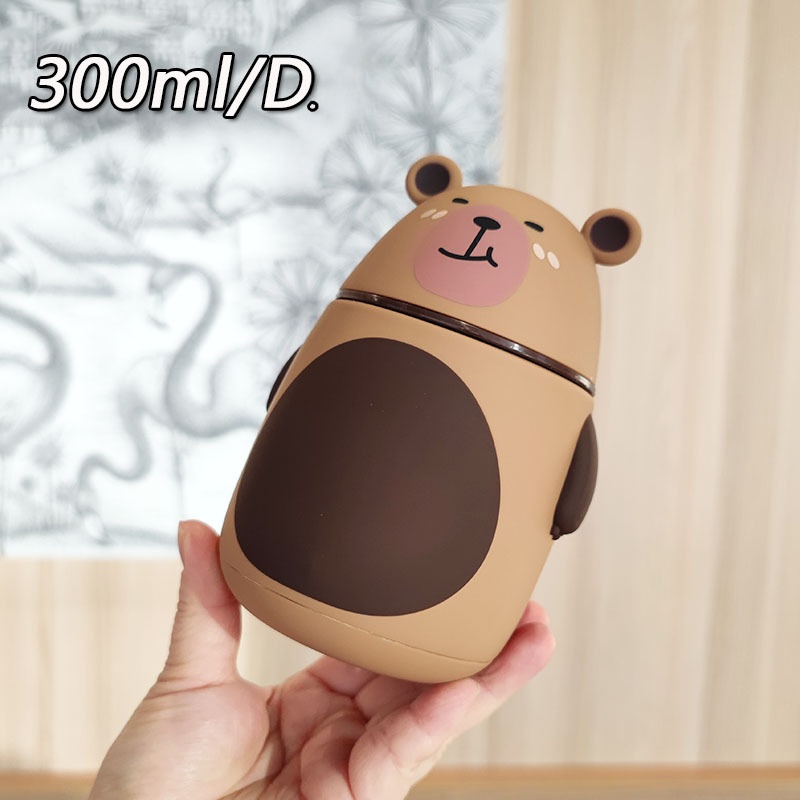 Cute Capybara Water Bottle Double-Layer Insulated Glass Cup