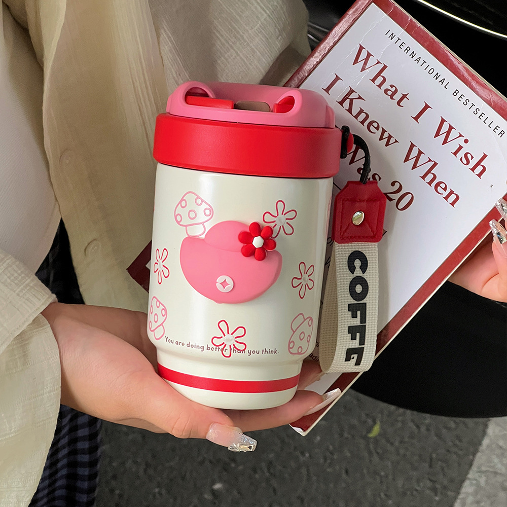 Creative Twist-off Lid Double-drinking Coffee Cup Portable Insulated Cup