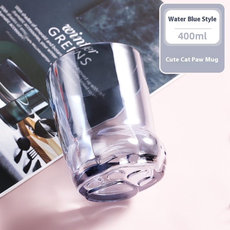400ML Lovely Ins Couple Cat Paw Design Water Cups Home Tea Sets Cat Glass Cups with Spoons 