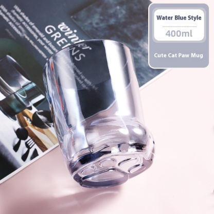 400ML Lovely Ins Couple Cat Paw Design Water Cups Home Tea Sets Cat Glass Cups with Spoons 