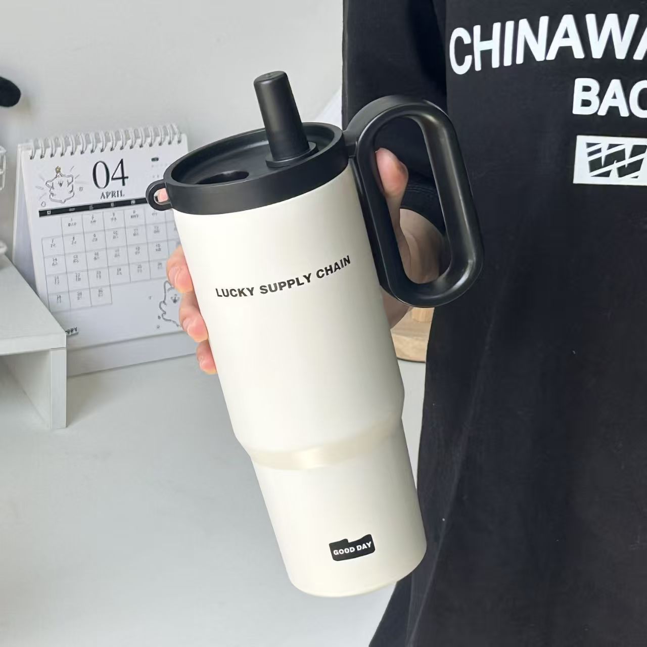 316 Stainless Steel Large Capacity Suction Cup Car Cup with Handle