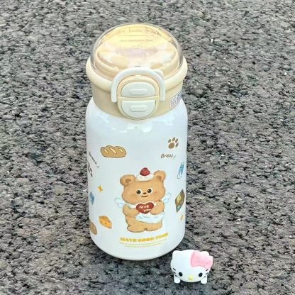 Simple Water Cup for Girls High-looking Summer Students Portable Double Drinking Straws Water Cups